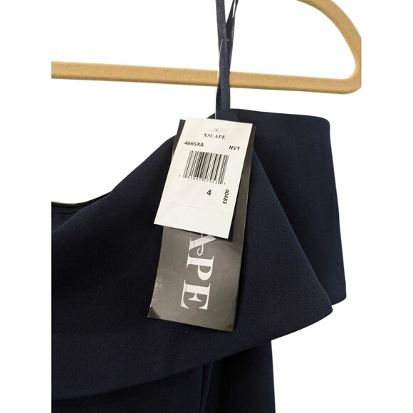 Xscape Long Scuba Off-The-Shoulder Dress Navy Size 4 NWT - Picture 6 of 6